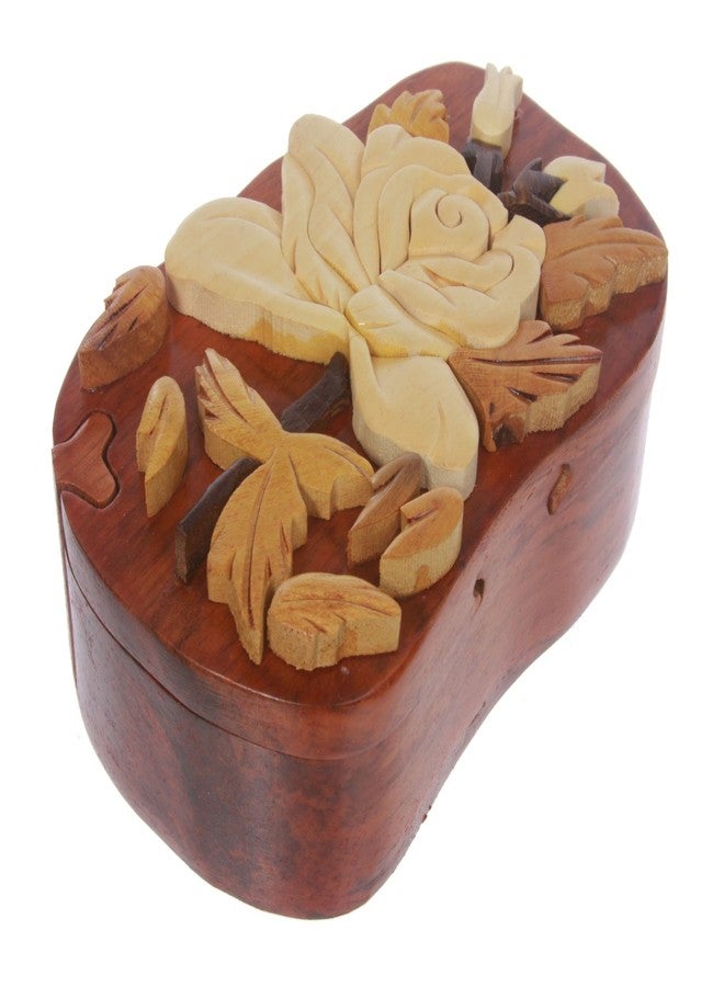 Beltiscool Handcrafted Wooden Rose Flower Shape Secret Jewelry Puzzle Box -Rose Flower - Image 2
